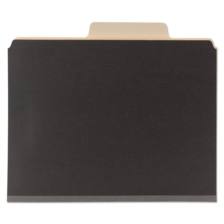 SuperTab Classification Folders, Six SafeSHIELD Fasteners, 2" Expansion, 2 Dividers, Letter Size, Dark Gray, 10/Box