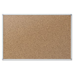 Economy Cork Board with Aluminum Frame, 24" x 18", Tan Surface, Satin Aluminum Frame