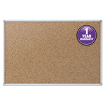 Economy Cork Board with Aluminum Frame, 24" x 18", Tan Surface, Satin Aluminum Frame
