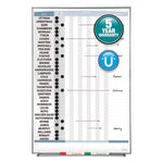 Matrix Employee In/Out Board, Vertical, 36-Person Tracking, 34" x 23", White Surface, Satin Aluminum Frame