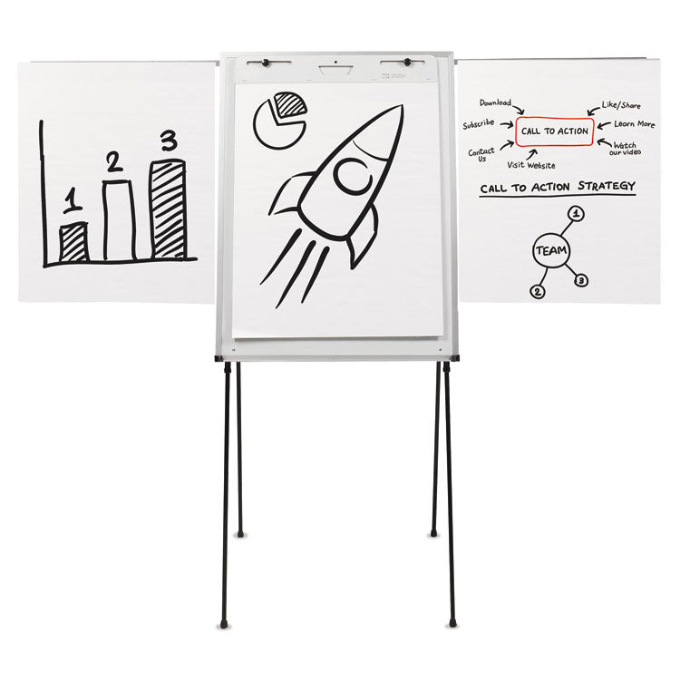 Dry Erase Steel Easel, 29" x 40", White Surface, Satin Aluminum Frame