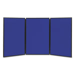 Show-It! Three-Panel Display System, 72" x 36", Blue/Gray Surface, Black PVC Frame