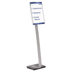 Info Sign Duo Floor Stand, Tabloid-Size Inserts, 15 X 50, Clear