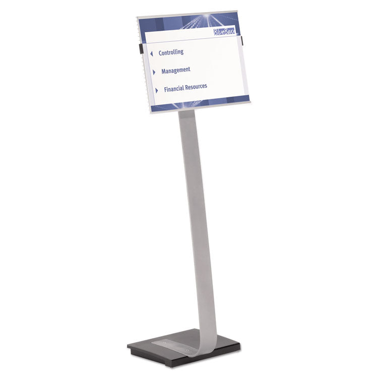 Info Sign Duo Floor Stand, Tabloid-Size Inserts, 15 X 50, Clear