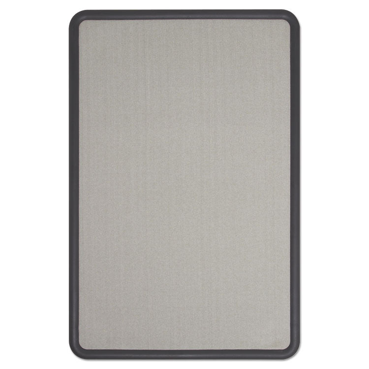 Contour Fabric Bulletin Board, 36" x 24", Gray Surface, Black Plastic Frame