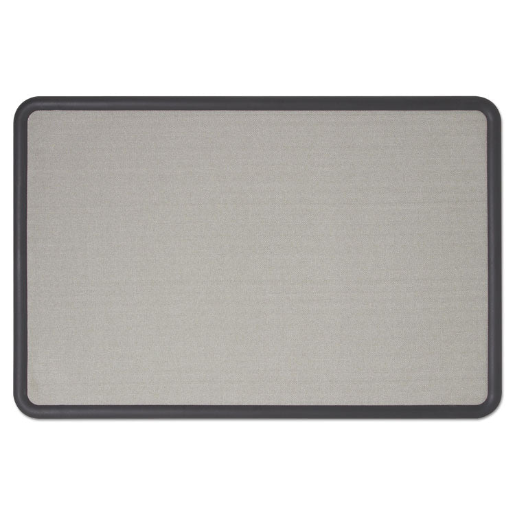 Contour Fabric Bulletin Board, 48" x 36", Gray Surface, Black Plastic Frame
