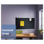 Prestige Black Embossed Foam Bulletin Board, 48" x 36", Black Surface, Silver Aluminum/Plastic Frame