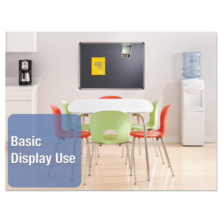 Prestige Euro Style Black Embossed Foam Bulletin Board, 72" x 48", Black Surface, Euro Titanium Finished Aluminum Frame