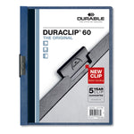 Duraclip Report Cover, Clip Fastener, 8.5 X 11, Clear/dark Blue, 25/box