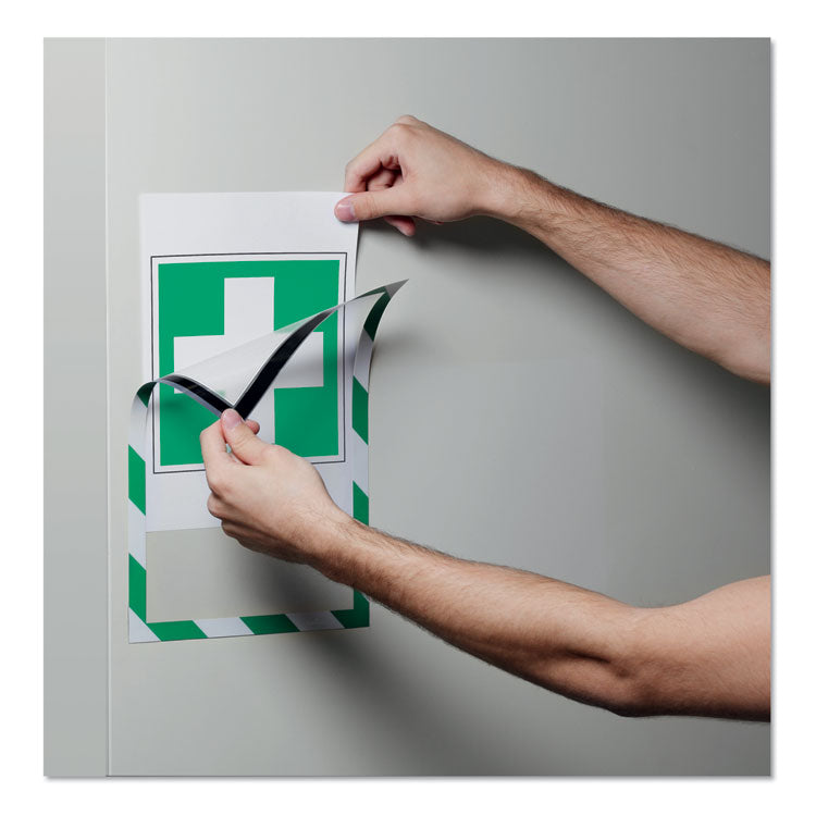 DURAFRAME Security Magnetic Sign Holder, 8.5 x 11, Green/White Frame, 2/Pack