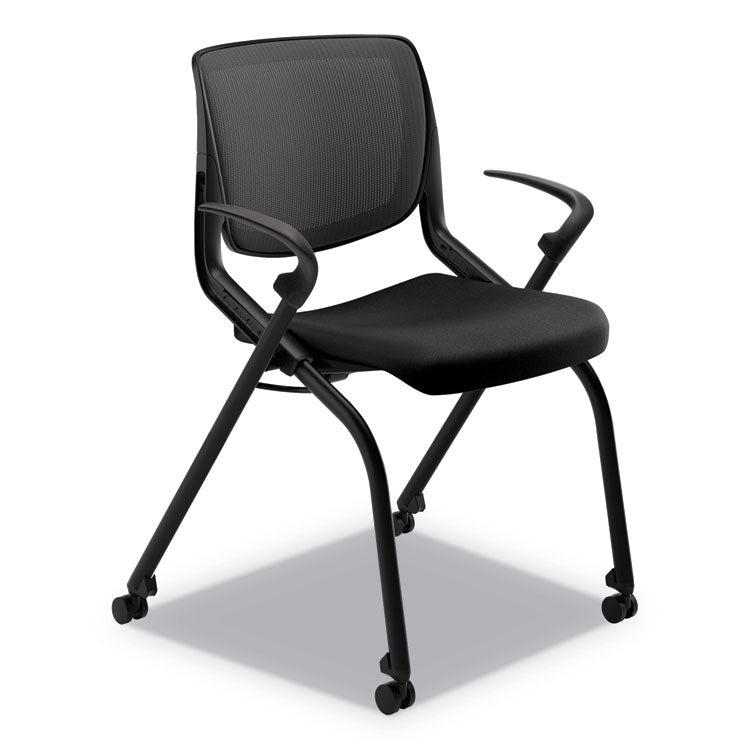 Motivate Nesting/Stacking Flex-Back Chair, Supports Up to 300 lb, 19" Seat Height, Onyx Seat, Black Back, Black Base