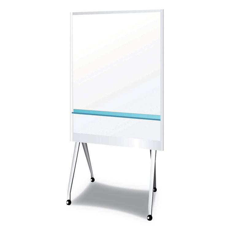 Mobile Partition Board, 38.3" x 70.8", White Surface, Light Gray Aluminum Frame