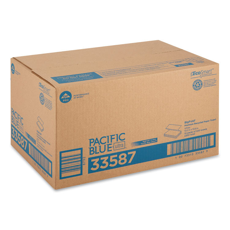 Pacific Blue Ultra Paper Towels, 1-Ply, 10.2 x 10.8, White, 220/Pack, 10 Packs/Carton