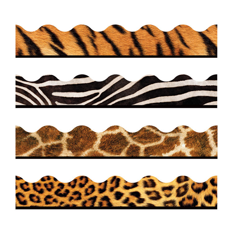 Terrific Trimmers Print Board Trim, 48-Piece Set, Assorted Animal Prints, 2.25" x 39", Assorted Colors