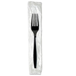 Individually Wrapped Heavyweight Forks, Plastic, Black, 1,000/Carton