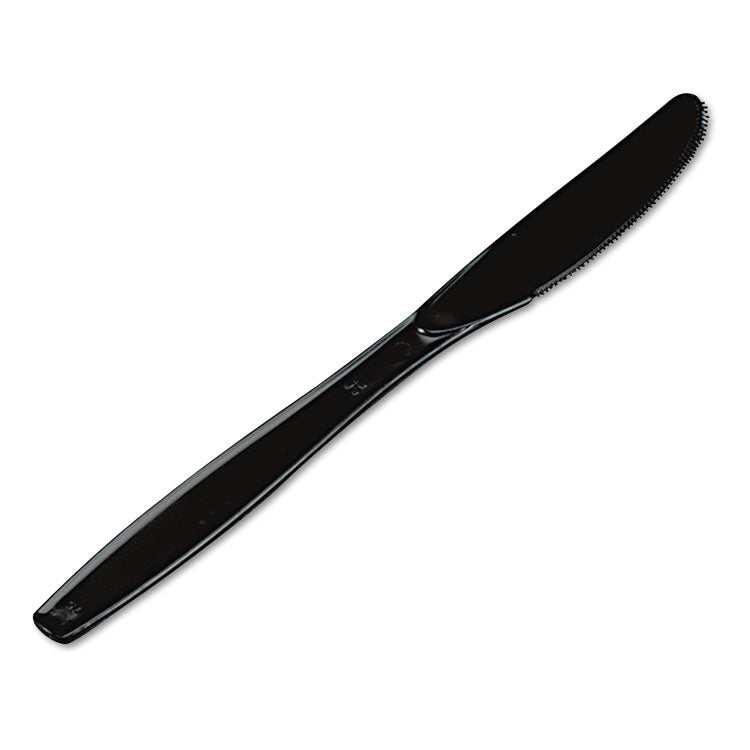 Plastic Cutlery, Heavyweight Knife, Black, 1,000/Carton