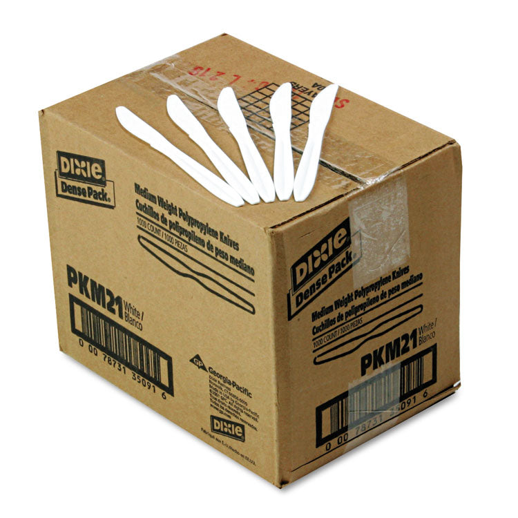 Plastic Cutlery, Mediumweight Knife, White, 1,000/Carton