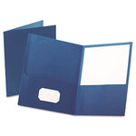 Twin-Pocket Folder, Embossed Leather Grain Paper, 0.5" Capacity, 11 X 8.5, Blue, 25/box