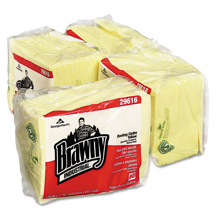 Dusting Cloths Quarterfold, 17 x 24, Unscented, Yellow, 50/Pack, 4 Packs/Carton