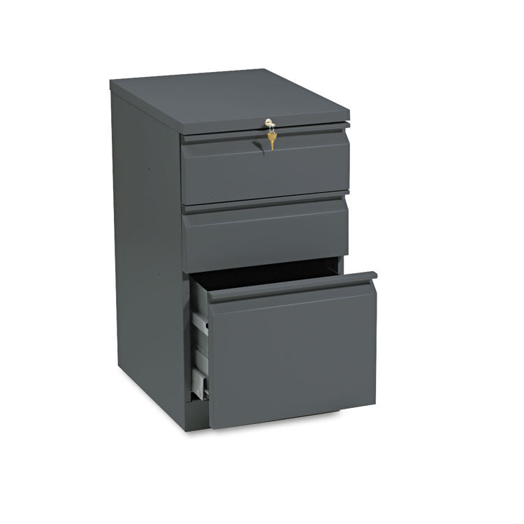 Brigade Mobile Pedestal With Pencil Tray Insert, Left/right, 3-Drawers: Box/box/file, Letter, Charcoal, 15" X 19.88" X 28"