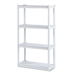 Rough n Ready Open Storage System, Four-Shelf, Injection-Molded Polypropylene, 32w x 13d x 54h, Platinum