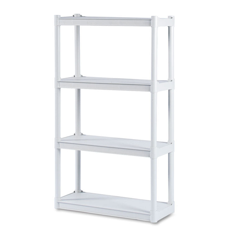 Rough n Ready Open Storage System, Four-Shelf, Injection-Molded Polypropylene, 32w x 13d x 54h, Platinum