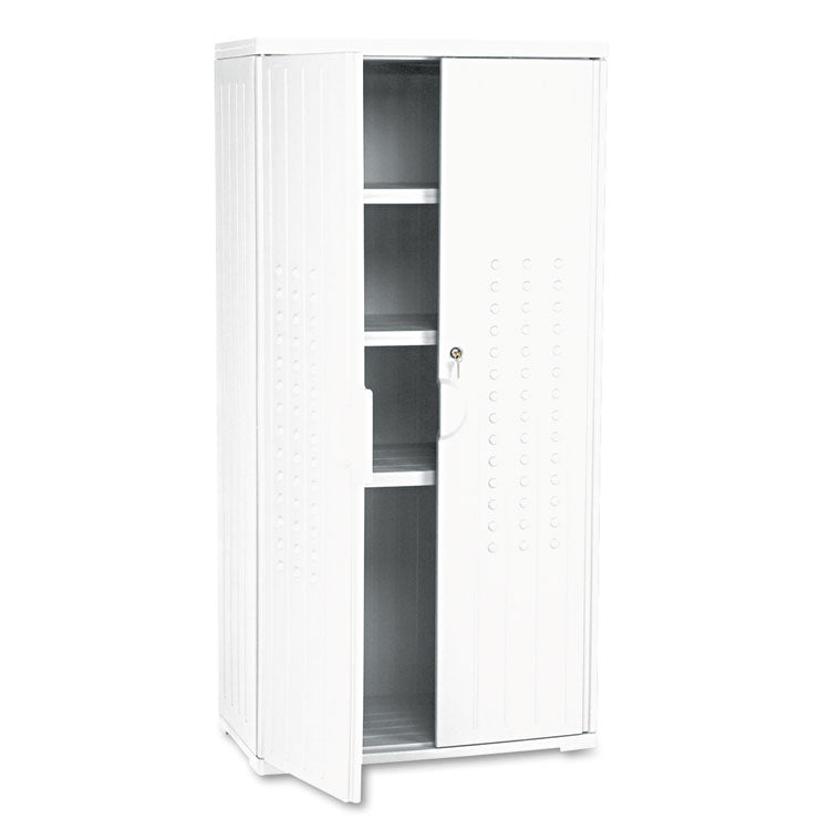 Rough n Ready Storage Cabinet, Three-Shelf, 33w x 18d x 66h, Platinum