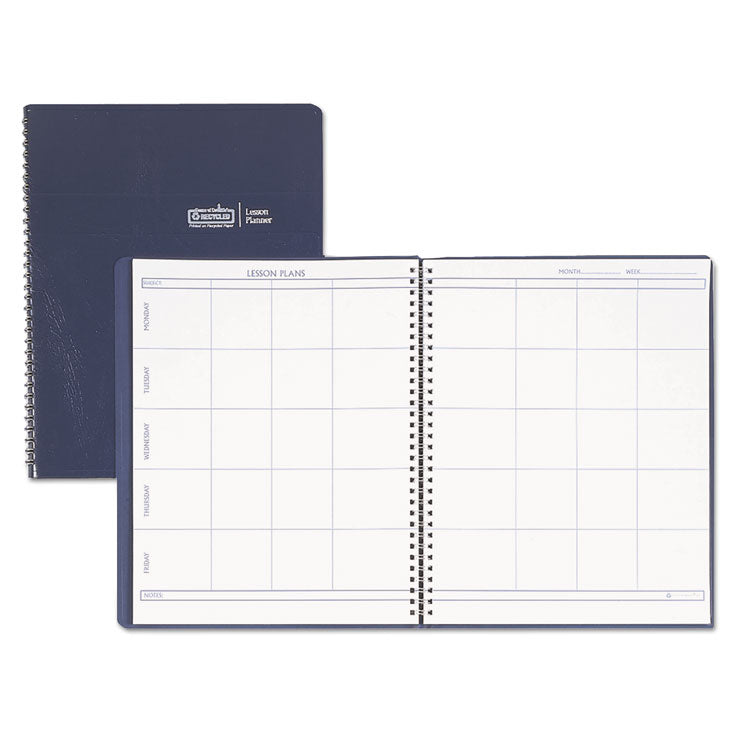 Recycled Lesson Plan Book, Weekly, Two-Page Spread (eight Classes), 11 X 8.5, Blue Cover