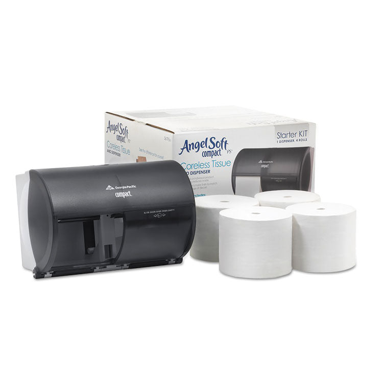 Compact Tissue Dispenser/Angel Soft ps Start Kit, 10.13 x 6.75 x 7.13, Translucent Smoke