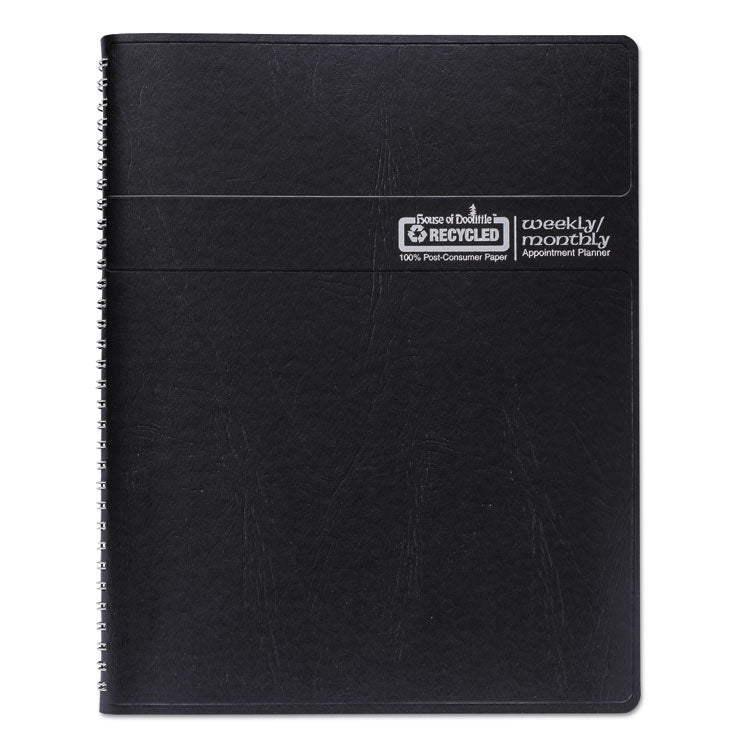 Recycled Wirebound Weekly/Monthly Planner, 11 x 8.5, Black Cover, 12-Month (Jan to Dec): 2025