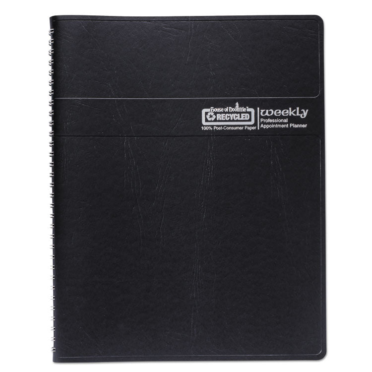 Recycled Professional Weekly Planner, 15-Minute Appts, 11 x 8.5, Black Wirebound Soft Cover, 12-Month (Jan to Dec): 2025