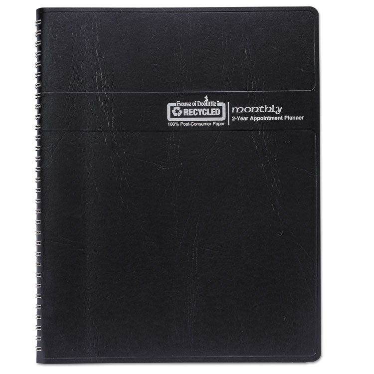 24-Month Recycled Ruled Monthly Planner, 11 x 8.5, Black Cover, 24-Month: Jan 2025 to Dec 2026