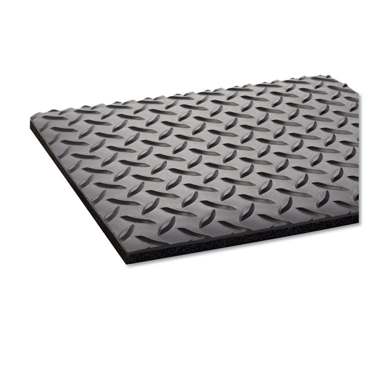 Industrial Deck Plate Anti-Fatigue Mat, Vinyl, 24 X 36, Black