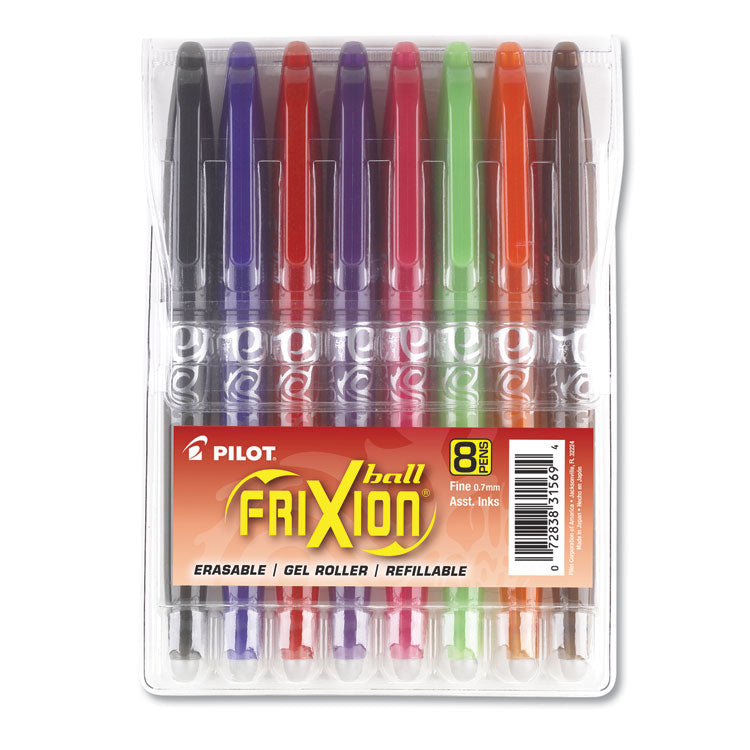 Frixion Ball Erasable Gel Pen, Stick, Fine 0.7 Mm, Assorted Ink And Barrel Colors, 8/pack