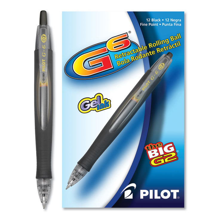G6 Gel Pen, Retractable, Fine 0.7 Mm, Black Ink, Black Barrel