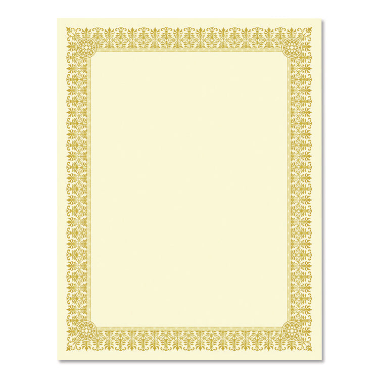 Premium Certificates, 8.5 X 11, Ivory/gold With Fleur Gold Foil Border, 15/pack