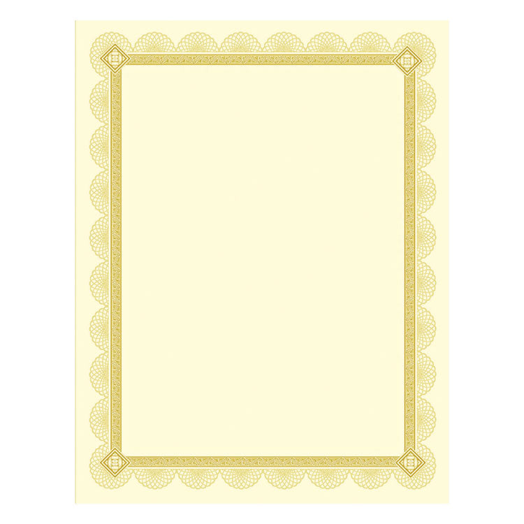 Premium Certificates, 8.5 X 11, Ivory/gold With Spiro Gold Foil Border,15/pack