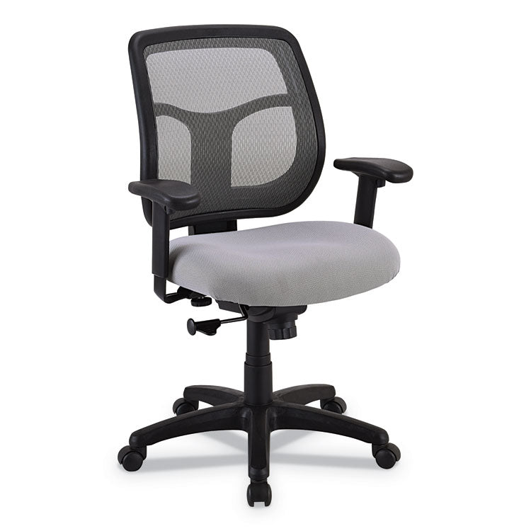 Apollo Mid-Back Mesh Chair, 18.1" To 21.7" Seat Height, Silver Seat, Silver Back, Black Base