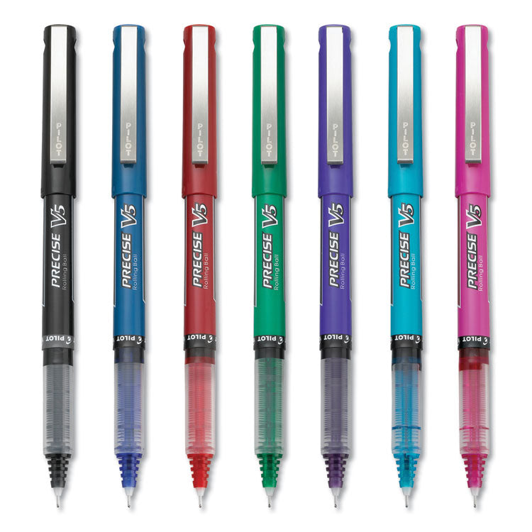 Precise V5 Rollerball Pen, Stick, Extra-Fine 0.5 mm, Assorted Ink and Barrel Colors, 7/Pack