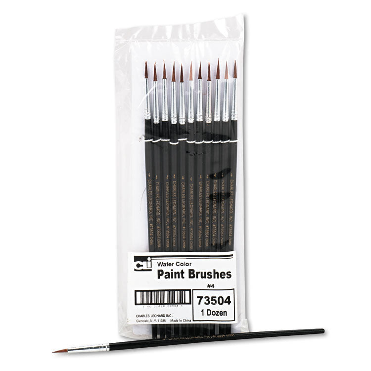 Artist Brush, Size 4, Camel Hair, Round Profile, 12/pack