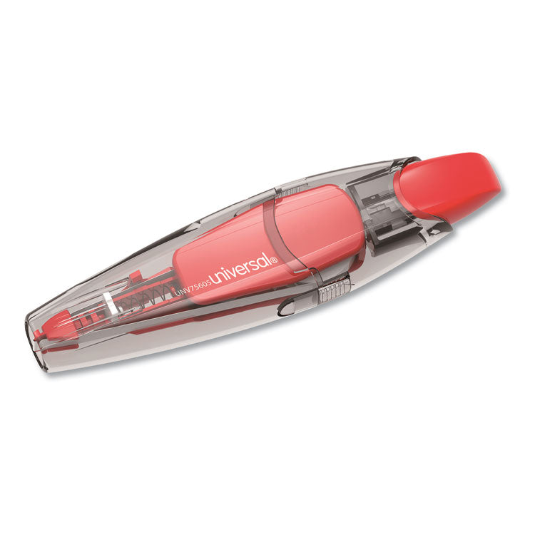 Retractable Pen Style Correction Tape, Transparent Gray/Red Applicator, 0.2" x 236", 4/Pack