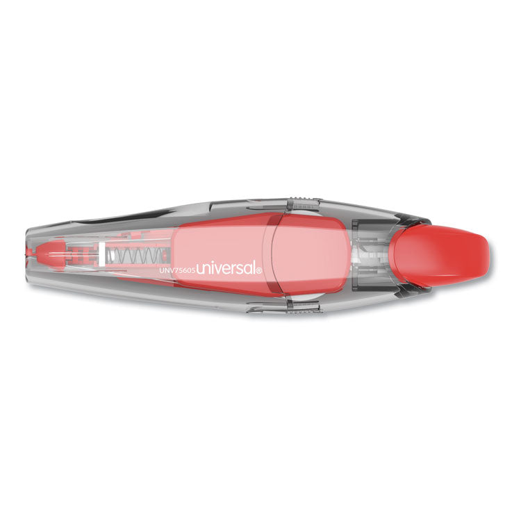 Retractable Pen Style Correction Tape, Transparent Gray/Red Applicator, 0.2" x 236", 4/Pack