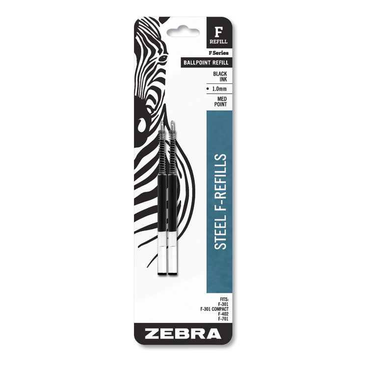 F-Refill For Zebra F-Series Ballpoint Pens, Medium Conical Tip, Black Ink, 2/pack