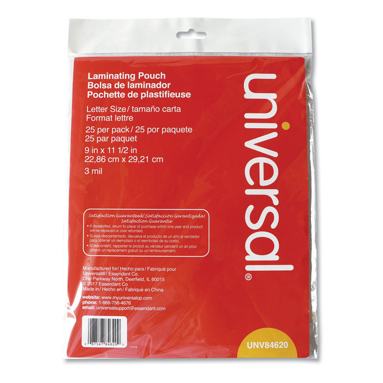 Laminating Pouches, 3 Mil, 9" X 11.5", Gloss Clear, 25/pack