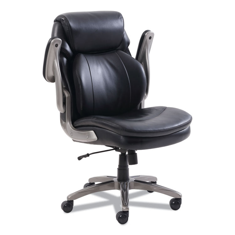 Cosset Mid-Back Executive Chair, Supports Up To 275 Lb, 18.5" To 21.5" Seat Height, Black Seat/back, Slate Base