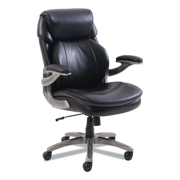 Cosset Mid-Back Executive Chair, Supports Up To 275 Lb, 18.5" To 21.5" Seat Height, Black Seat/back, Slate Base