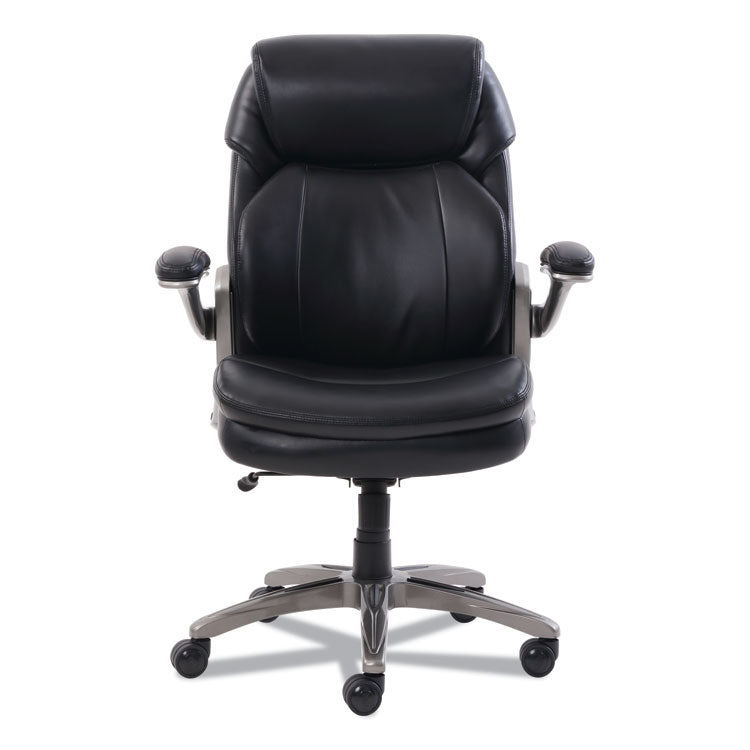 Cosset Mid-Back Executive Chair, Supports Up To 275 Lb, 18.5" To 21.5" Seat Height, Black Seat/back, Slate Base