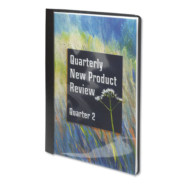 Poly Report Cover, Double-Prong Fastener, 0.5" Capacity, 8.5 X 11, Clear/black, 25/box