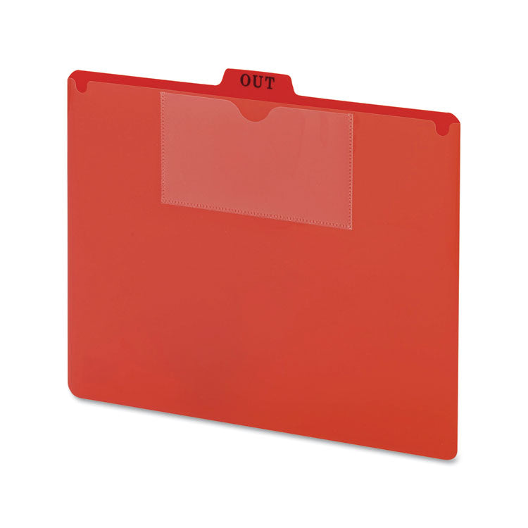 Poly Out Guide, Two-Pocket Style, 1/5-Cut Top Tab, Out, 8.5 X 11, Red, 50/box