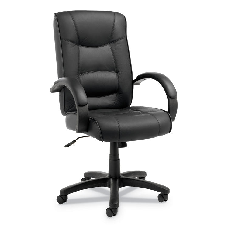 Alera Strada Series High-Back Swivel/tilt Top-Grain Leather Chair, Supports Up To 275 Lb, 17.91" To 21.85" Seat Height, Black